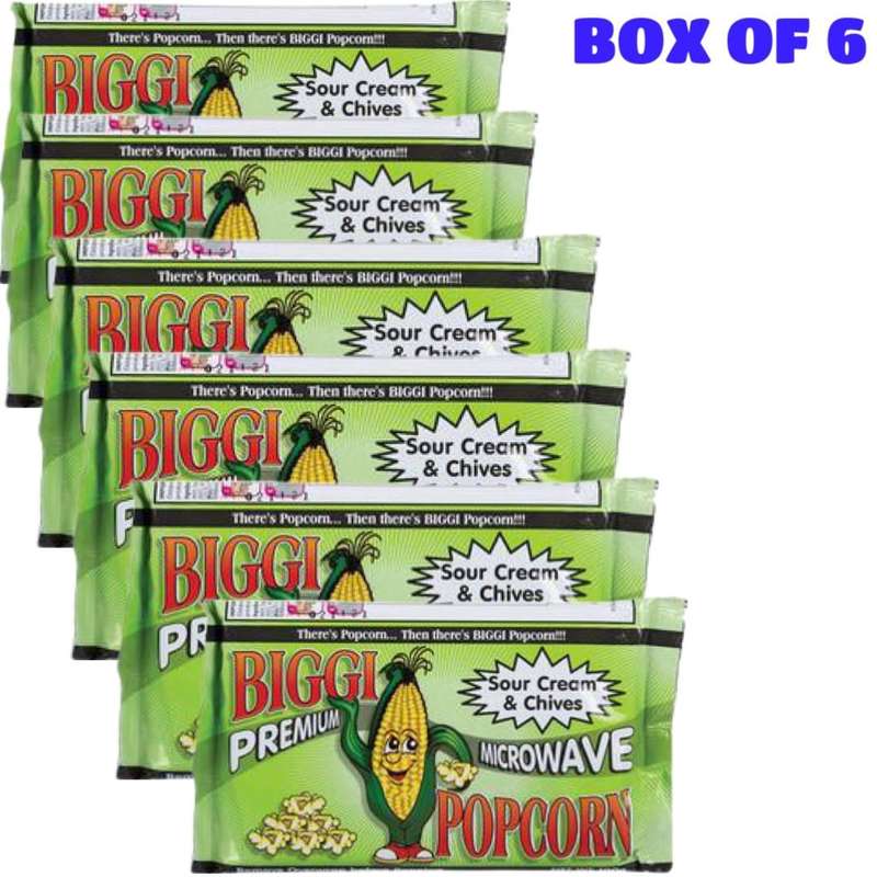 Biggi Microwave Popcorn- Pack of 6x100g Cream &amp; Chives 