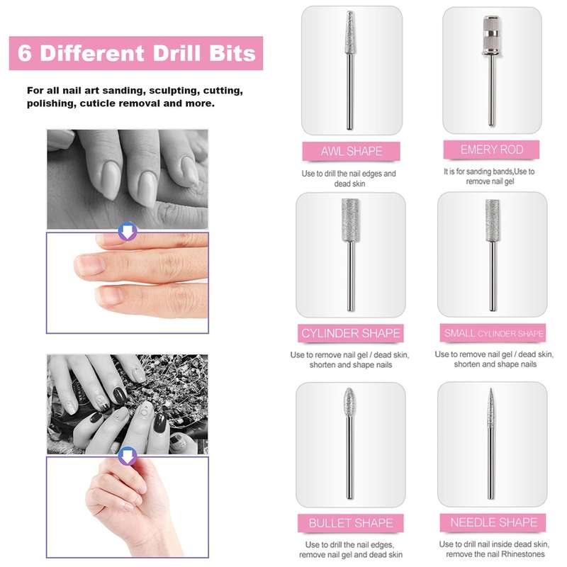 Electric Nail File Machine Set for Manicure Pedicure Drill