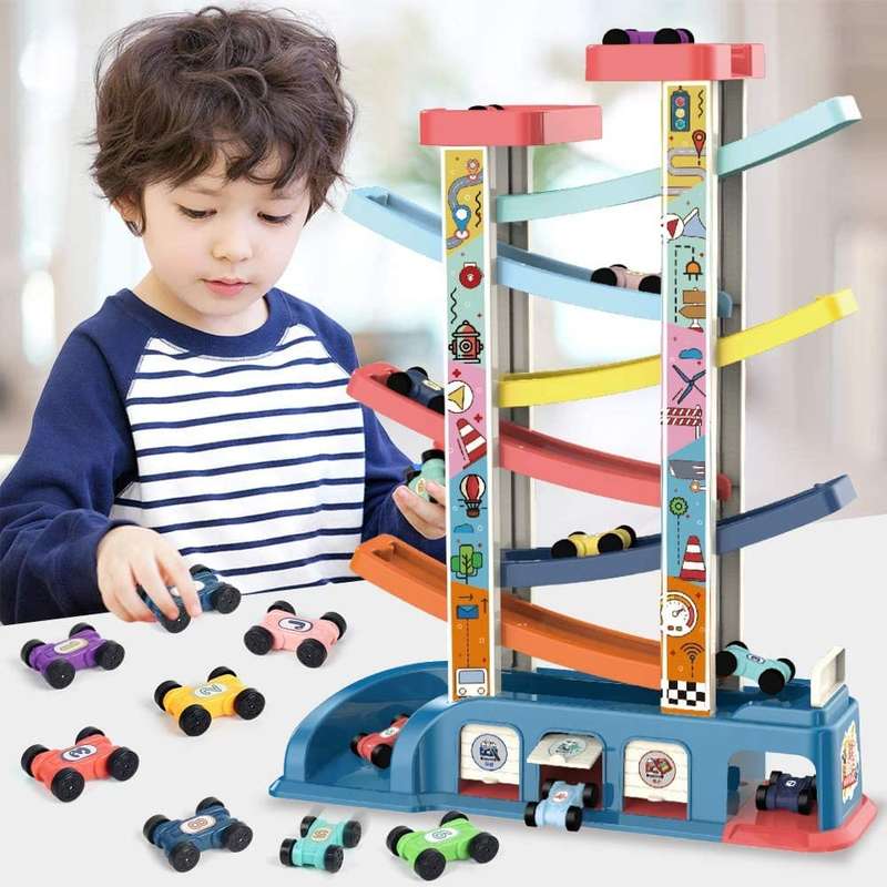 Glide Track Parking lot With 6 Mini Cars