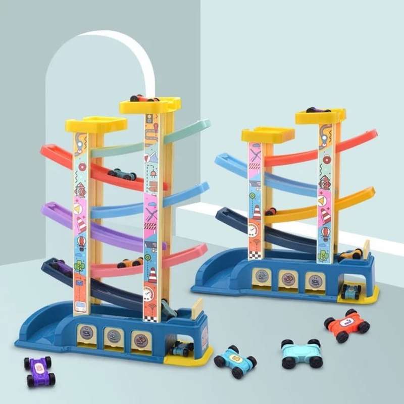 Glide Track Parking lot With 6 Mini Cars