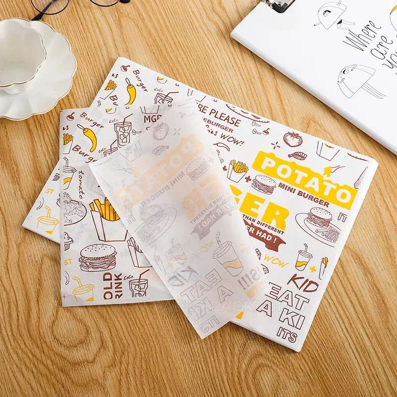 100 Sheet Senza Printed Grease Proof Universal Burger Wax Parchment Paper