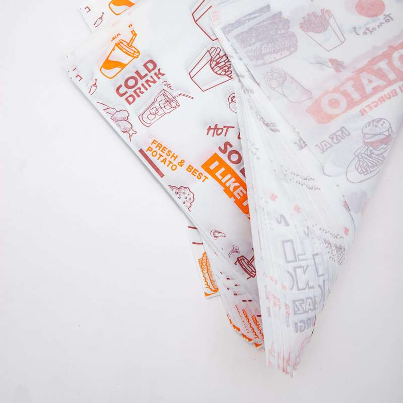 100 Sheet Senza Printed Grease Proof Universal Burger Wax Parchment Paper