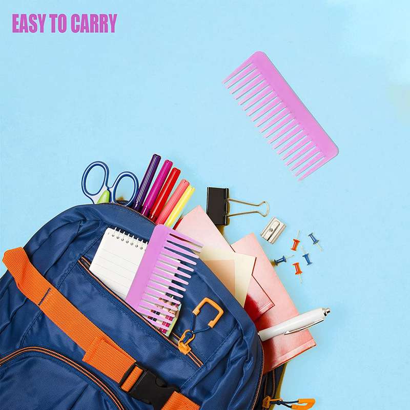 Wide Tooth Comb for Curly Hair Wet Dry Hair,( purple,2 Pieces