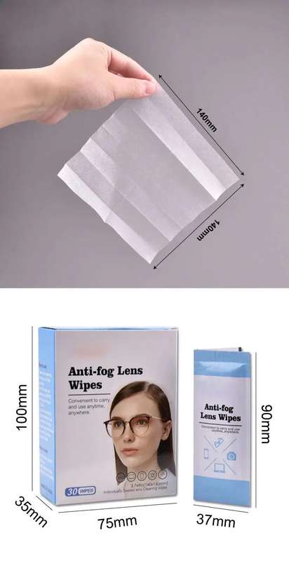 Anti Fog Cleaning Wet Wipes For Lens Box Of 30