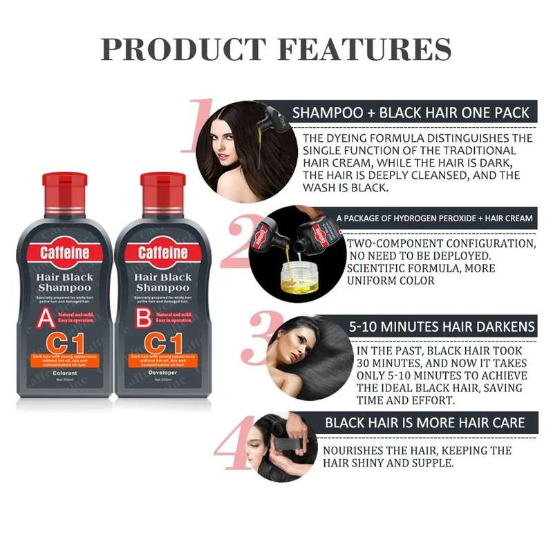 Caffeine Hair Black Shampoo Pack Of 2 x 200ml