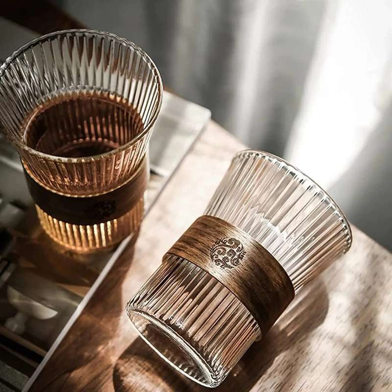 Chenshia Vintage Glass Coffee Mugs 2 Piece Coffee Mug Set 300ml