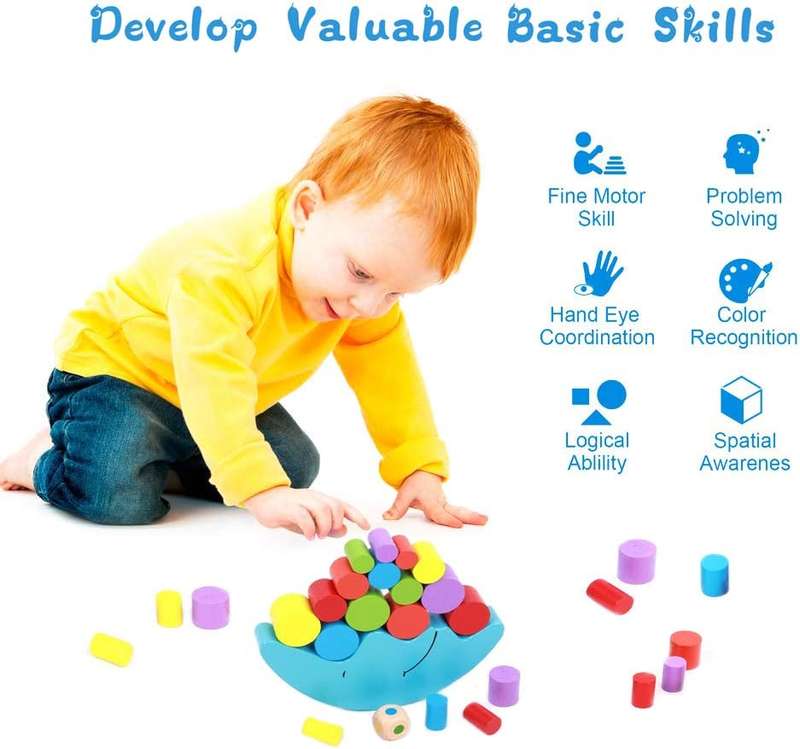 Educational Wooden Moon Balancing Toy Learning Wooden Blocks