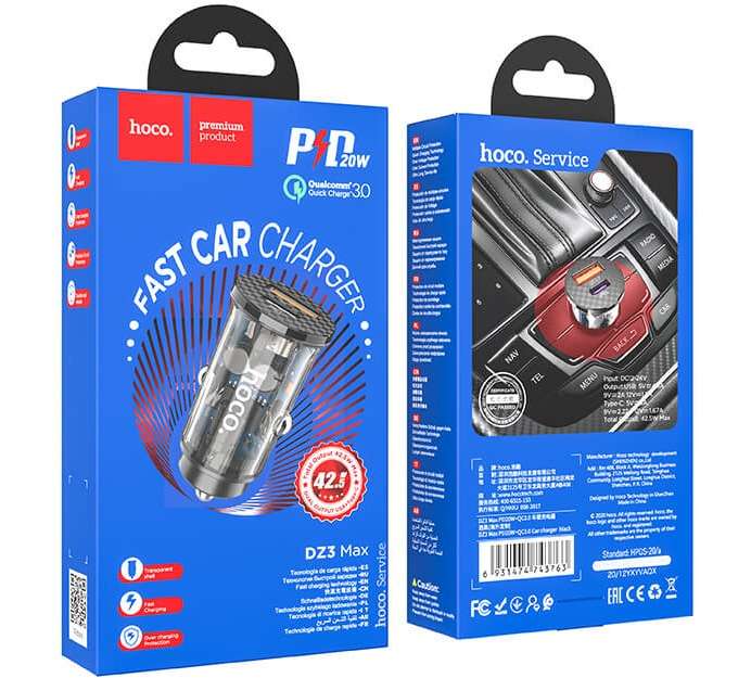 HOCO Fast Type C Car Charger 42.5 Watt Dual Port USB+ Type C DZ3 Max