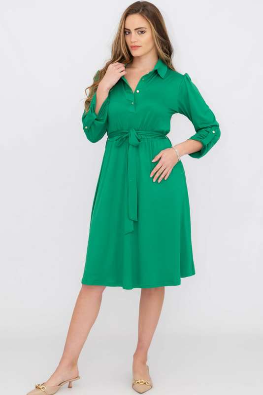 Haylee Long Sleeve Button Down Shirt Dress