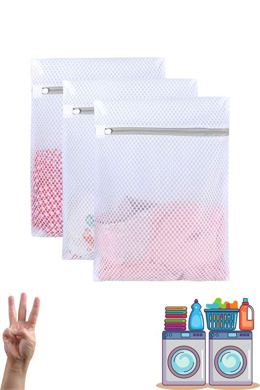 Mesh Laundry Bag - 3 Pack Durable and Reusable Wash Bag Travel Organization Bag for Garment