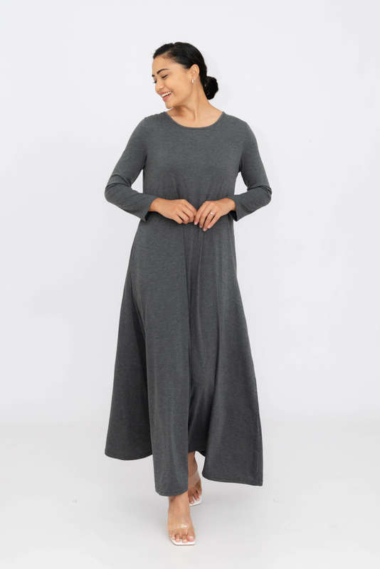 Asmaah Maxi Long Sleeve Dress With Pockets