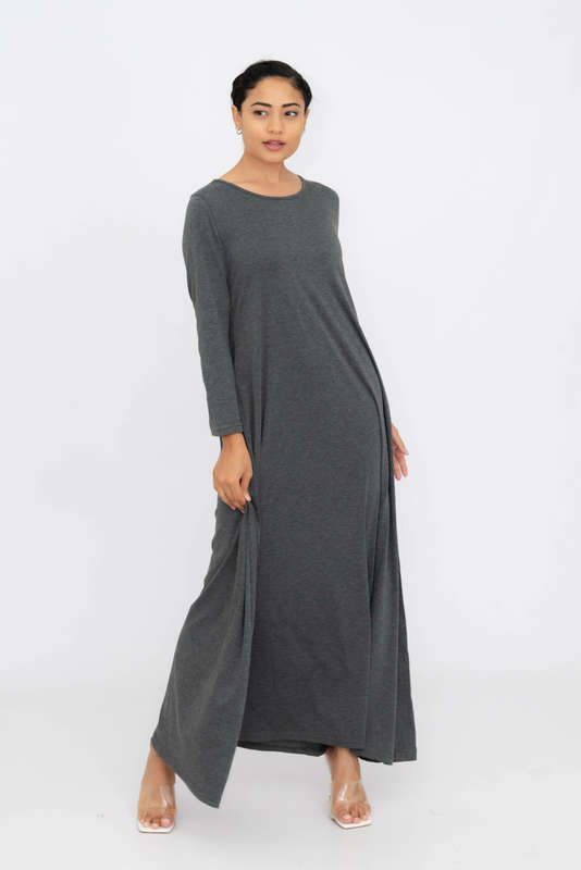 Asmaah Maxi Long Sleeve Dress With Pockets