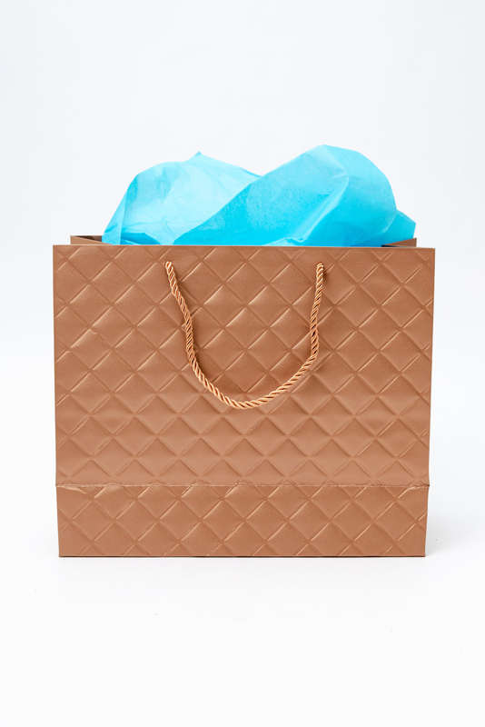 Senza Luxury Gift Bag Embossed With Handles Bronze 320mm X 260mm