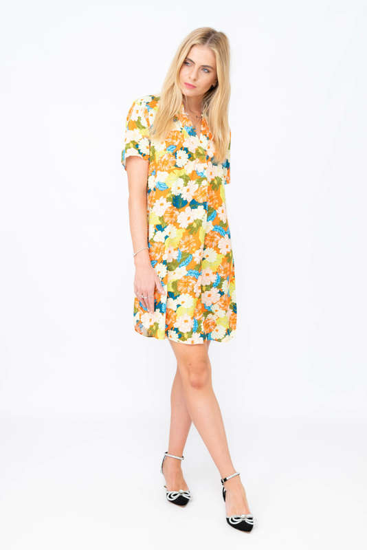 Short & Sweet Floral Printed Summer Short Sleeve Shirt Dress