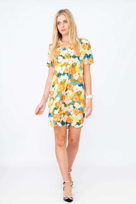 Short & Sweet Floral Printed Summer Short Sleeve Shirt Dress