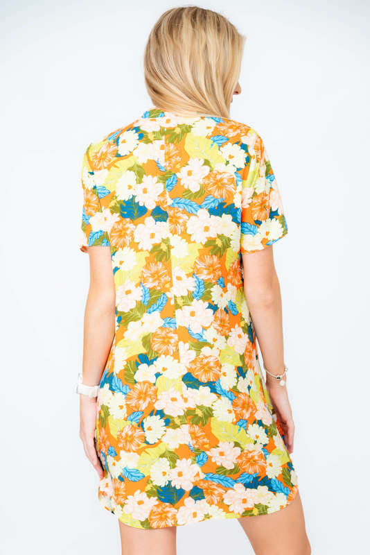Short & Sweet Floral Printed Summer Short Sleeve Shirt Dress