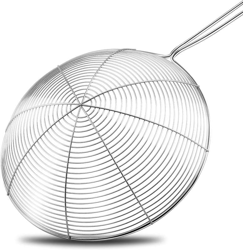 Stainless Steel Round Base Spiral Wire Skimmer Ladle 2 Piece Set