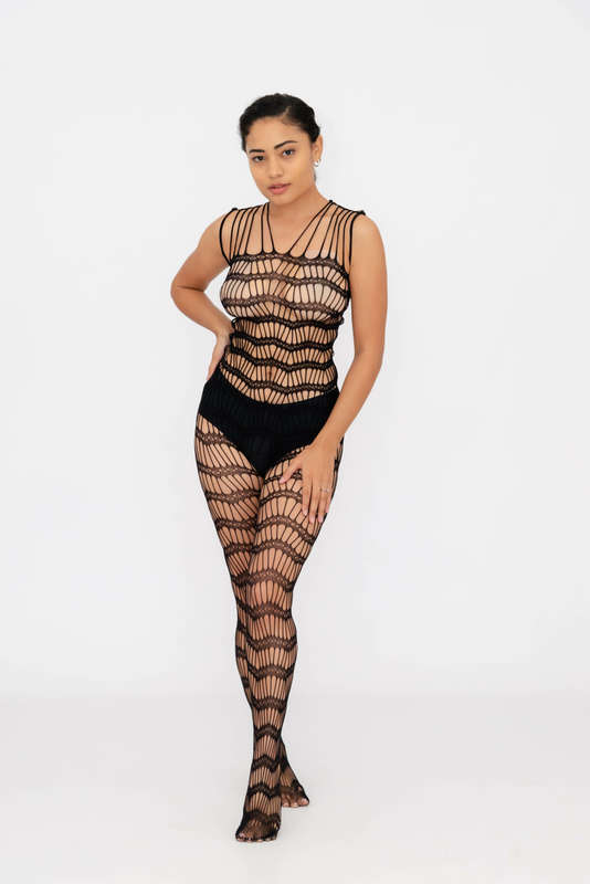 Steamy Nights Fishnet Body stocking Lingerie Dress Set With Seamless Panty