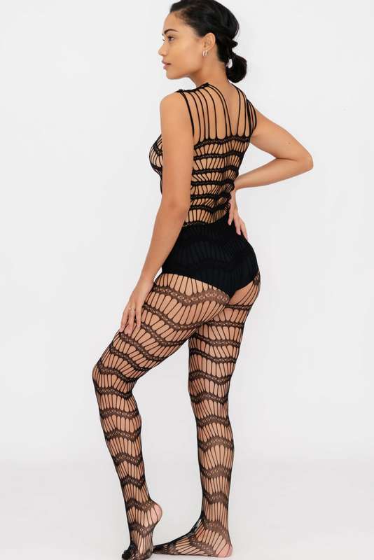 Steamy Nights Fishnet Body stocking Lingerie Dress Set With Seamless Panty