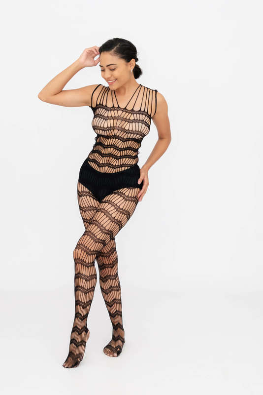 Steamy Nights Fishnet Body stocking Lingerie Dress Set With Seamless Panty