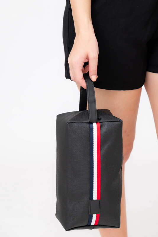 Senza Unisex Toiletry Travel Bag Black Stripe
