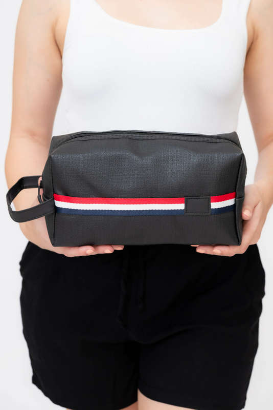 Senza Unisex Toiletry Travel Bag Black Stripe