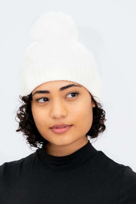 Women's Pom Pom Beanie Fleece Lined Winter Hat