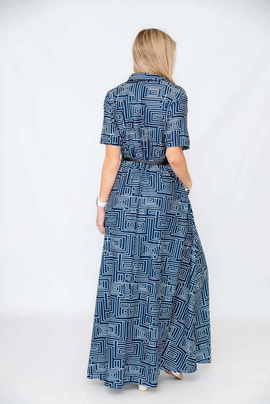 Xavia Short Belted Sleeve Maxi Dress With Pockets
