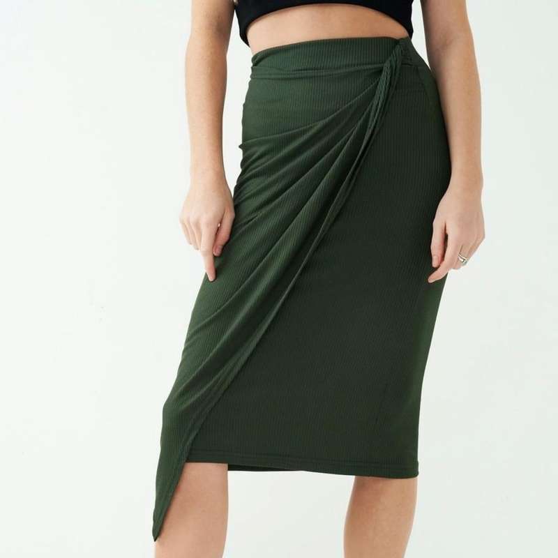 Ladies Wrap Tie Bodycon Skirt