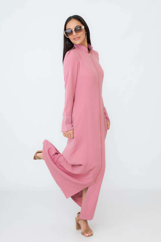 Daneen Long Zipp-Up Maxi Winter Cloak Abaya Dress With Pockets