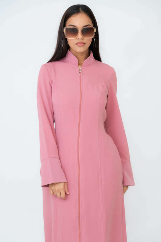 Daneen Long Zipp-Up Maxi Winter Cloak Abaya Dress With Pockets