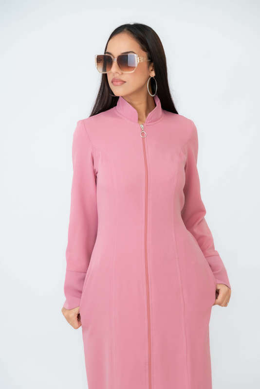 Daneen Long Zipp-Up Maxi Winter Cloak Abaya Dress With Pockets