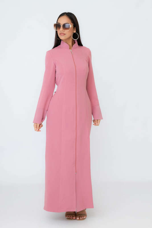 Daneen Long Zipp-Up Maxi Winter Cloak Abaya Dress With Pockets