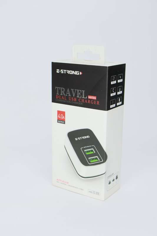 E-Strong ES-D26 Travel Dual USB Adaptor Series 4.0A  USB Type C Cable