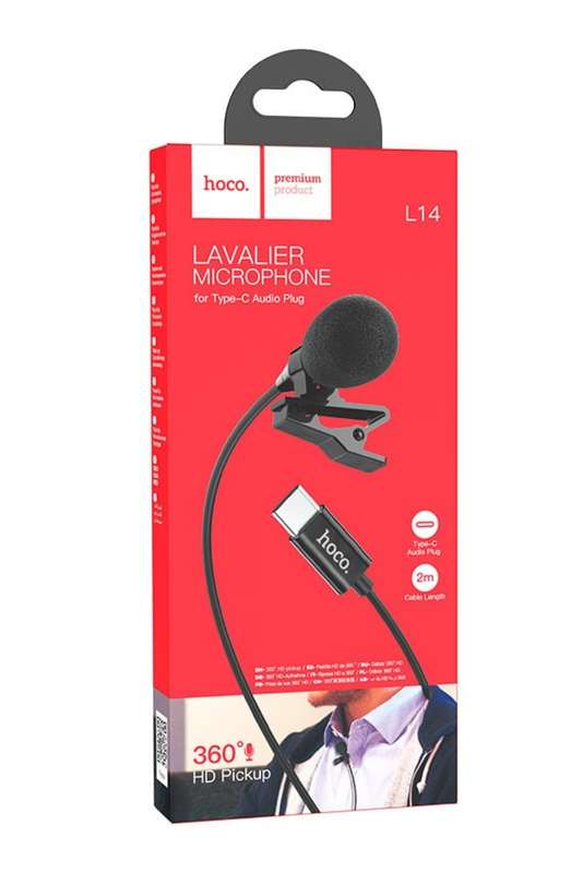 HOCO Microphone Hands Free Clip-on Mic Lavalier For Smartphone & PC Type C