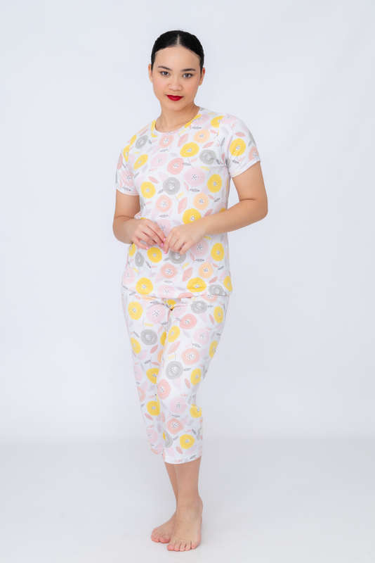 Ladies Printed 3/4 Pyjama Set