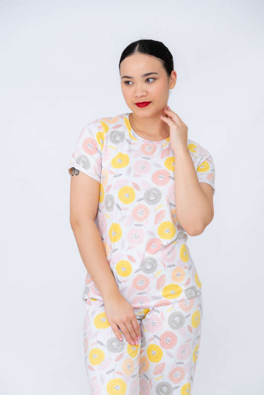Ladies Printed 3/4 Pyjama Set