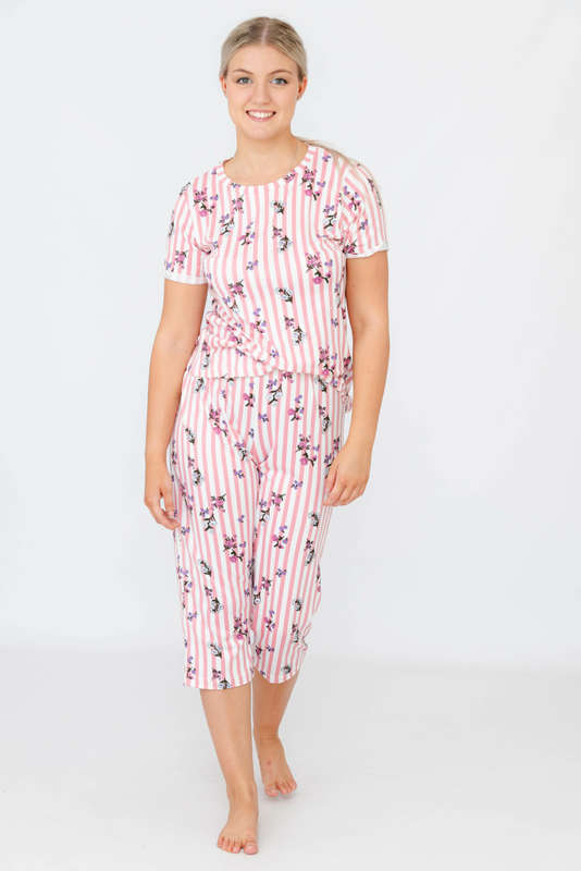 Ladies Printed Summer 3/4 Pyjama Set