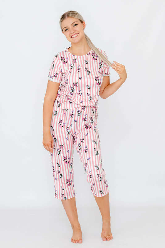 Ladies Printed Summer 3/4 Pyjama Set
