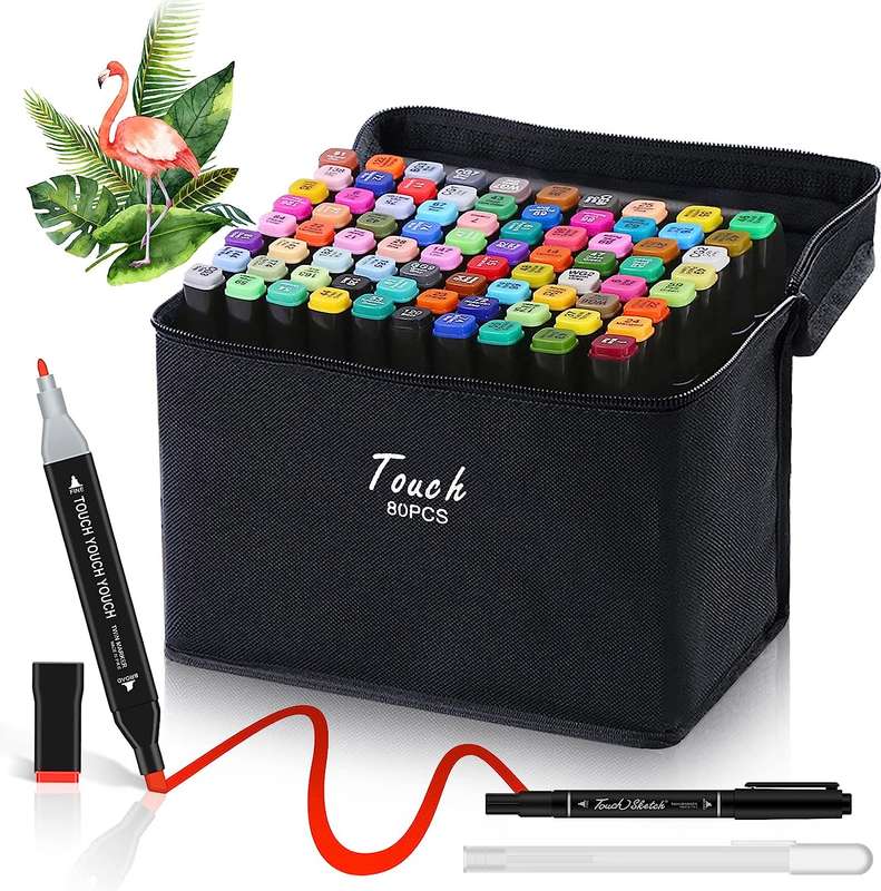 Highlighter Marker Pen Set, Double Sided Alcohol Art Markers  80 Piece