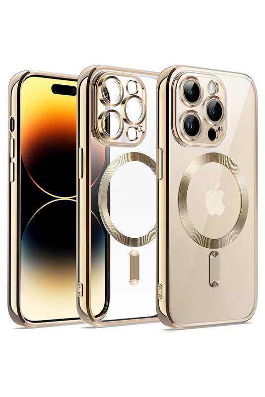 Metalic Magnetic Clear for iPhone 14 Pro Case, with Camera Protection MagSafe, Shockproof Slim Ma...