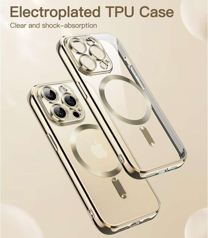 Metalic Magnetic Clear for iPhone 14 Pro Case, with Camera Protection MagSafe, Shockproof Slim Ma...