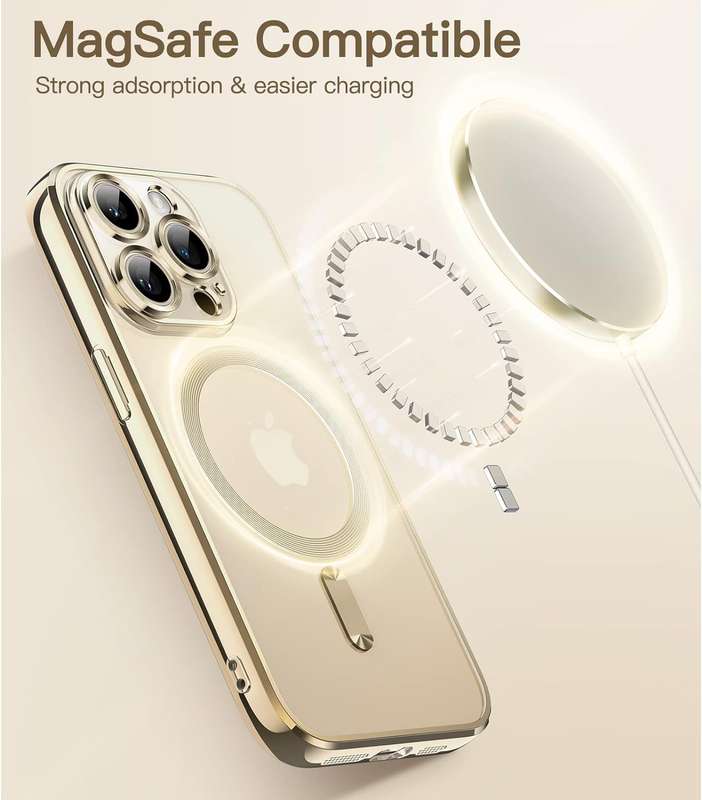 Metalic Magnetic Clear for iPhone 14 Pro Case, with Camera Protection MagSafe, Shockproof Slim Ma...