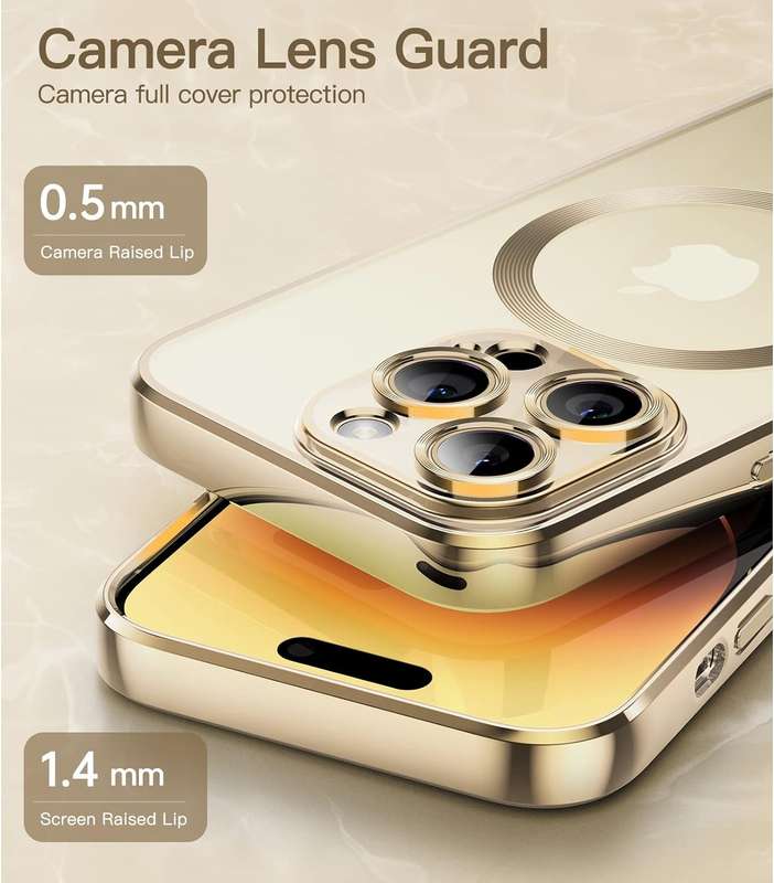 Metalic Magnetic Clear for iPhone 14 Pro Case, with Camera Protection MagSafe, Shockproof Slim Ma...