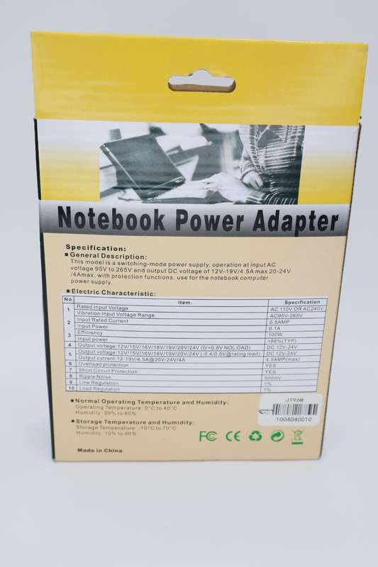 Multipurpose Universal Adjustable Notebook Power Adapter Charger For Laptops, 15-24V, 96W AC DC