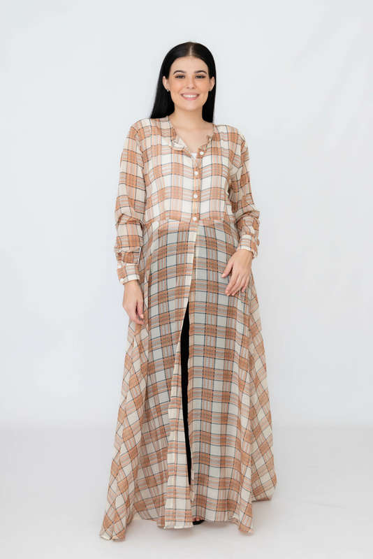 Nancy Modest Cover Up Gillet Dress Check