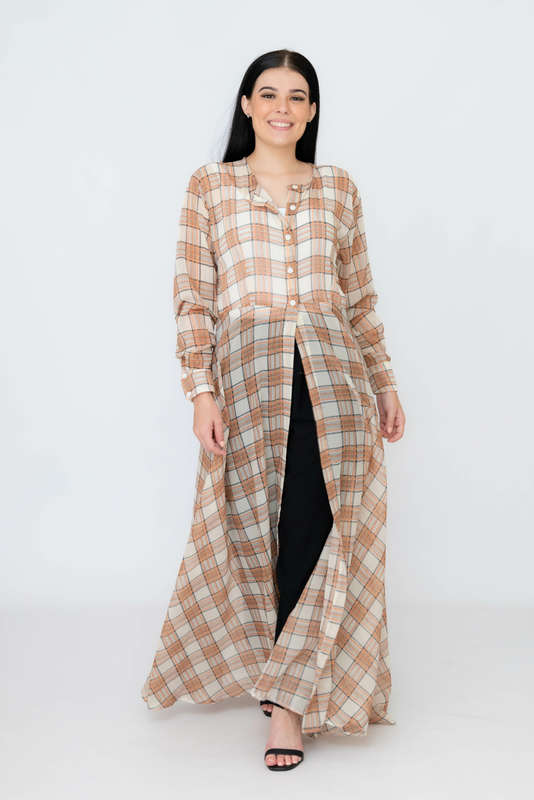 Nancy Modest Cover Up Gillet Dress Check