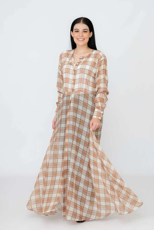 Nancy Modest Cover Up Gillet Dress Check