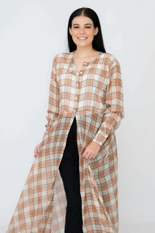 Nancy Modest Cover Up Gillet Dress Check
