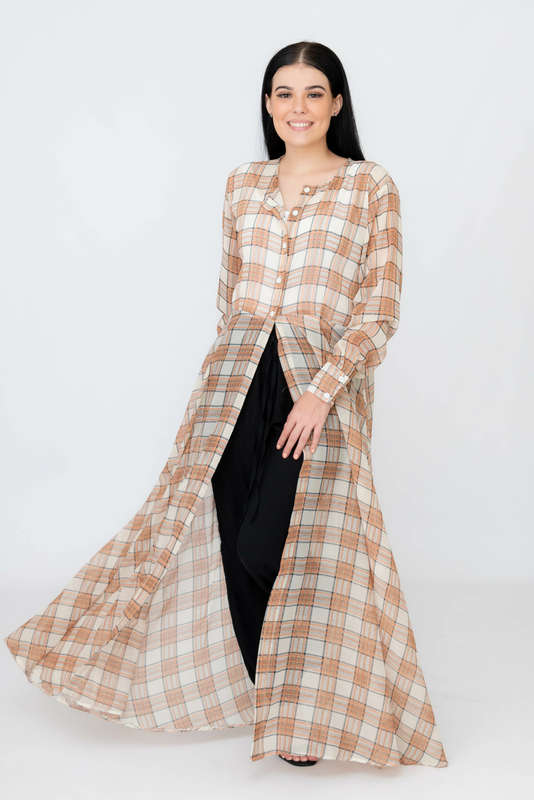 Nancy Modest Cover Up Gillet Dress Check